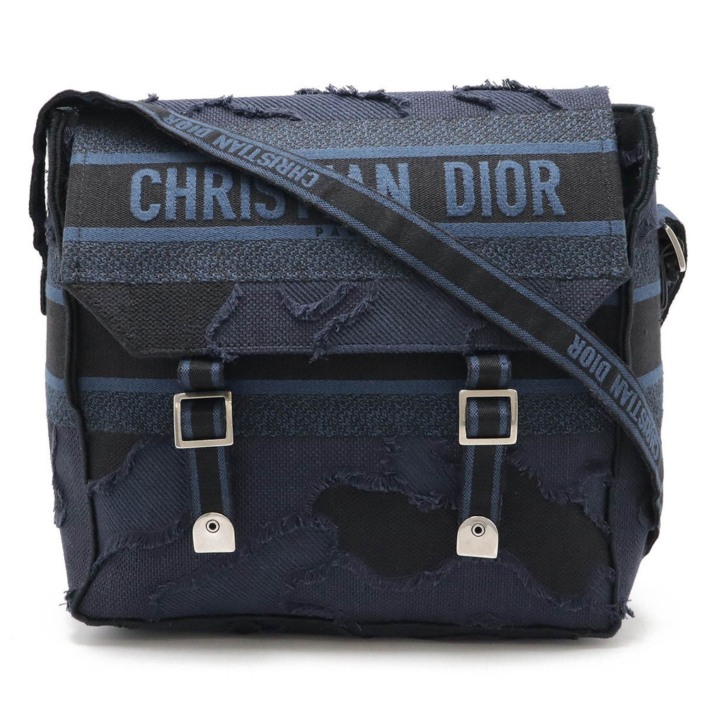 Christian Dior camp Shoulder Bag Messenger Camouflage Canvas Navy Blue